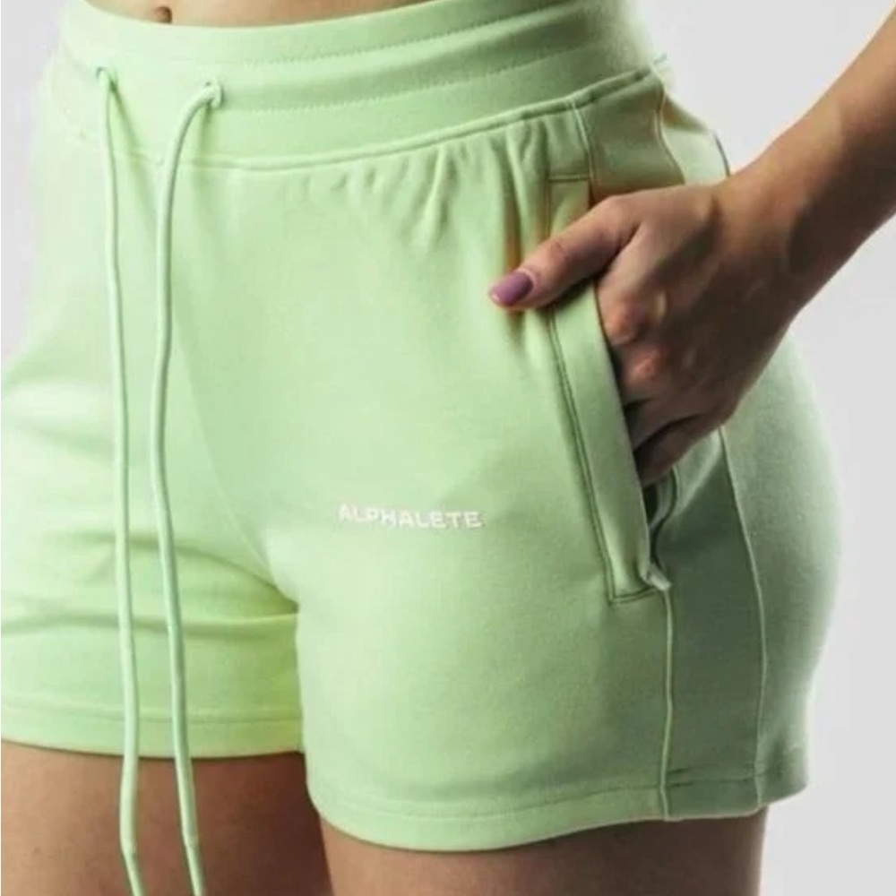 BRAND NEW NWT Alphalete Essential Core Shorts Frozen Spring Size L - Picture 2 of 5